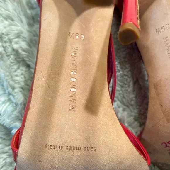 Manolo Blahnik RED Strappy Heels - Picture 3 of 16